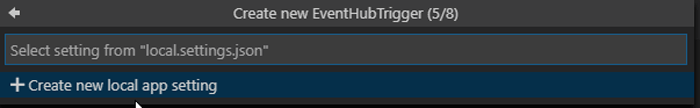 create new event hub trigger