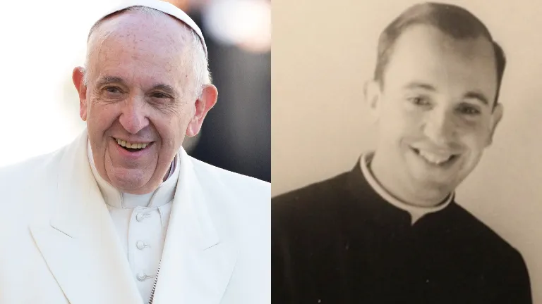 Jorge Mario Bergoglio ainda sacerdote e depois de eleito papa
