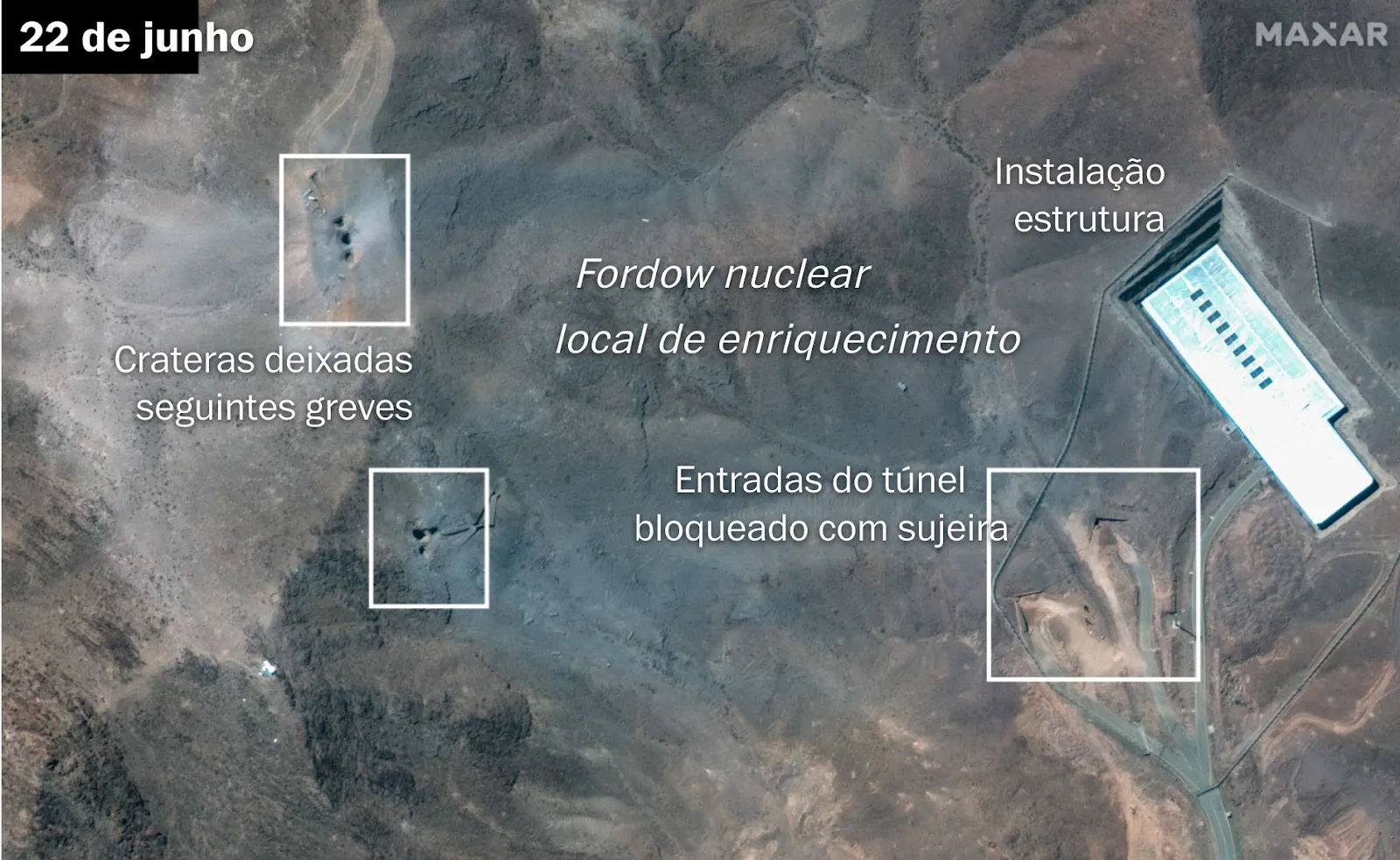 Imagens da usina nuclear Fordow.
