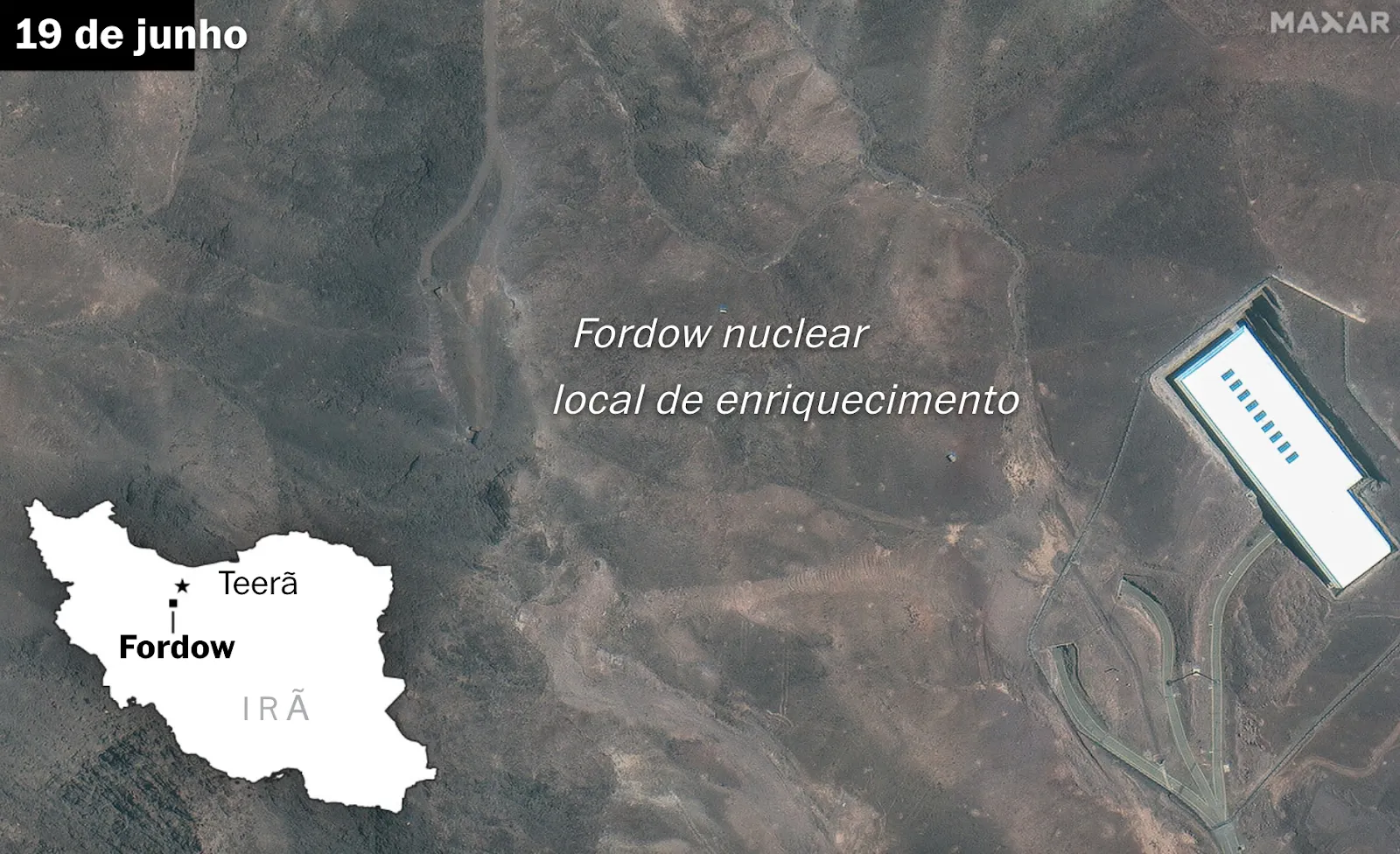 Imagens da usina nuclear Fordow.