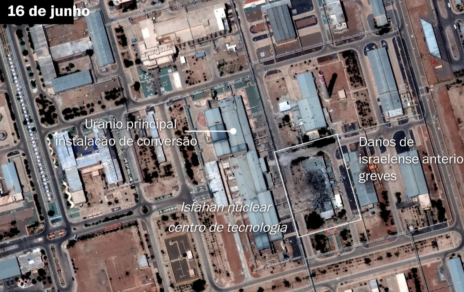 Usina nuclear de Isfahan. Imagem: Maxar, Instituto de Ciência e Segurança Internacional