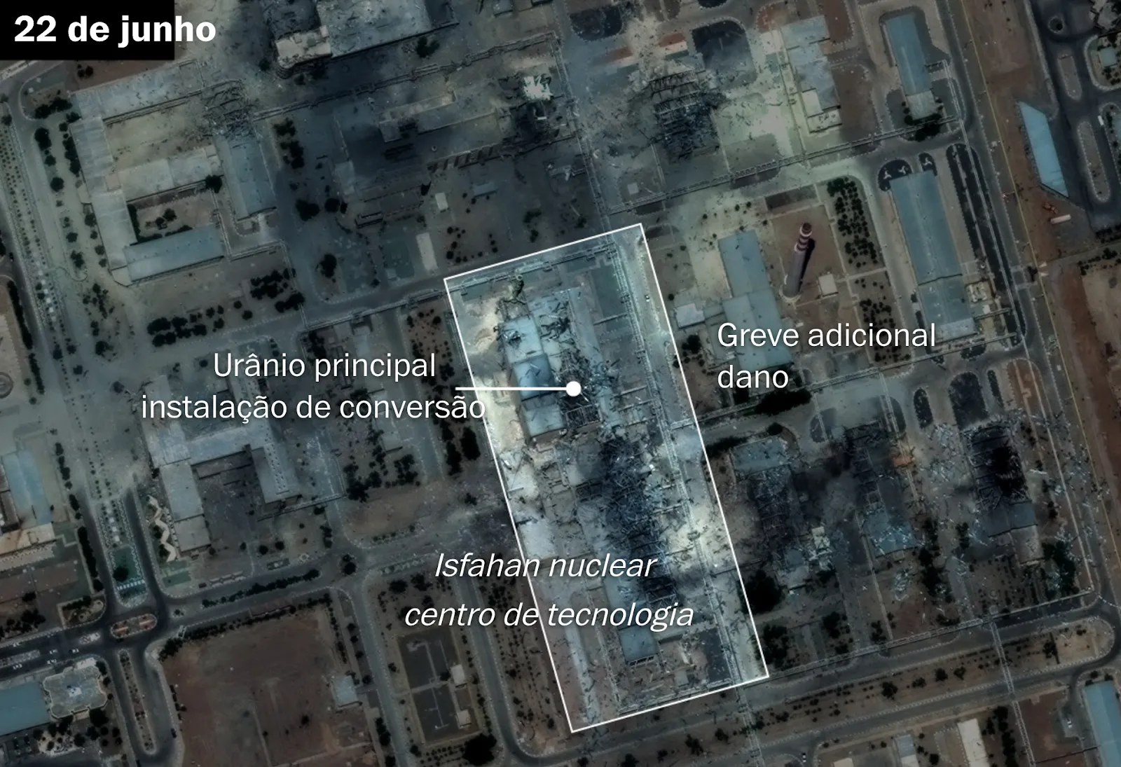 Usina nuclear de Isfahan. Imagem: Maxar, Instituto de Ciência e Segurança Internacional