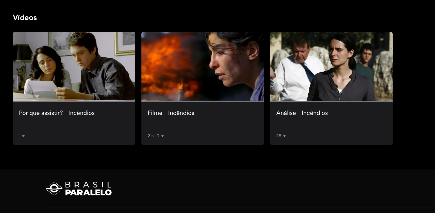 Por dentro do streaming da Brasil Paralelo - filme Incêndios
