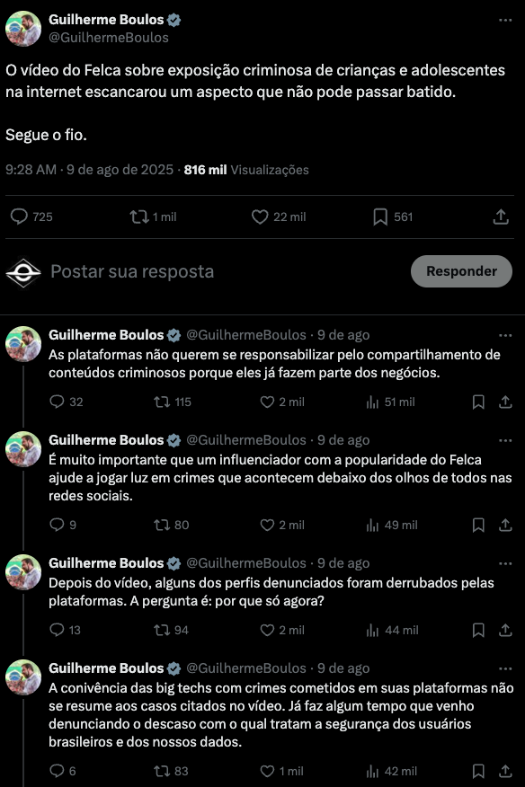 Postagens de Guilherme Boulos. Imagem: Reprodução
