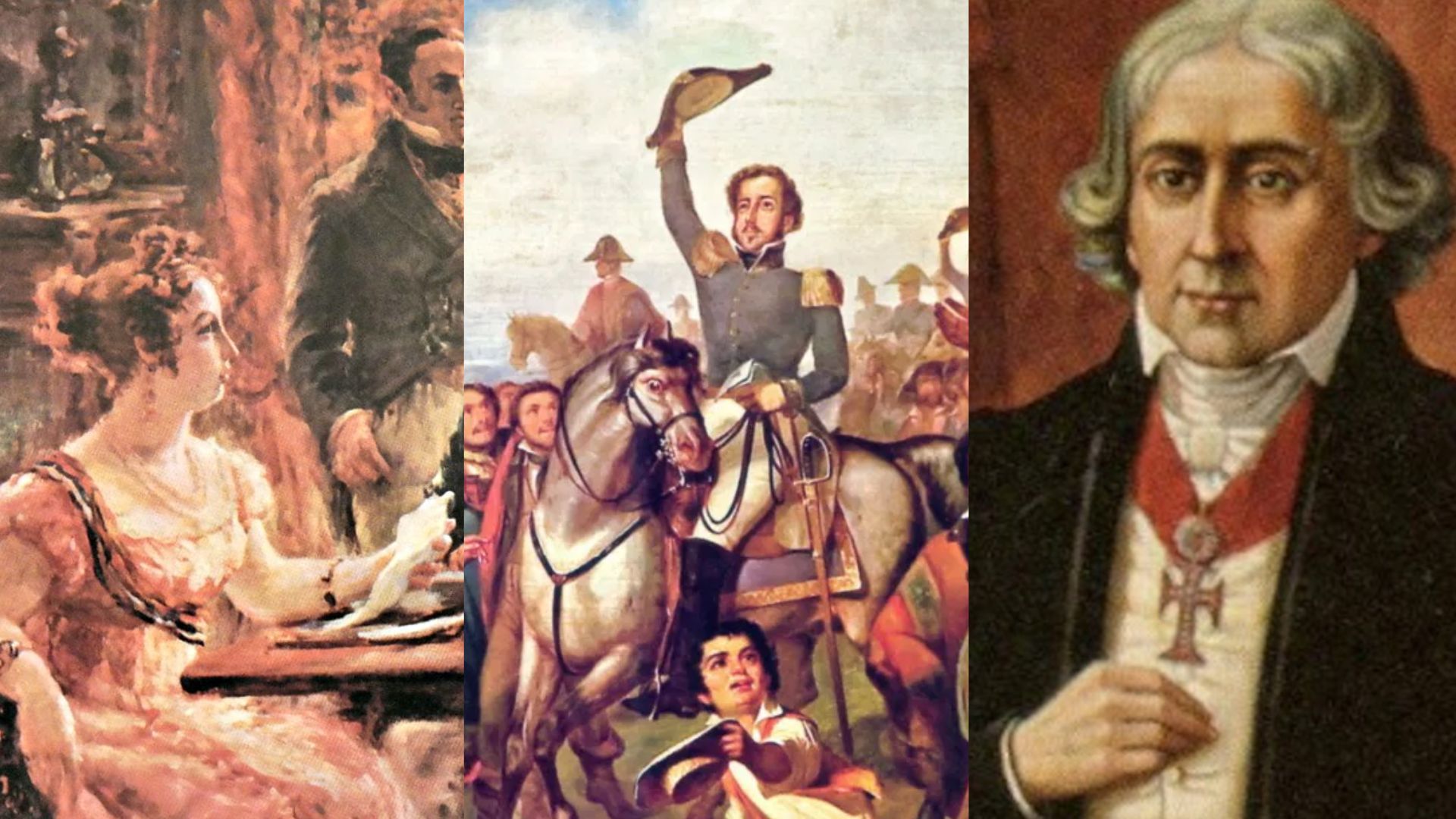 Da esquerda para a direita: Leopoldina, Dom Pedro e José Bonifácio.