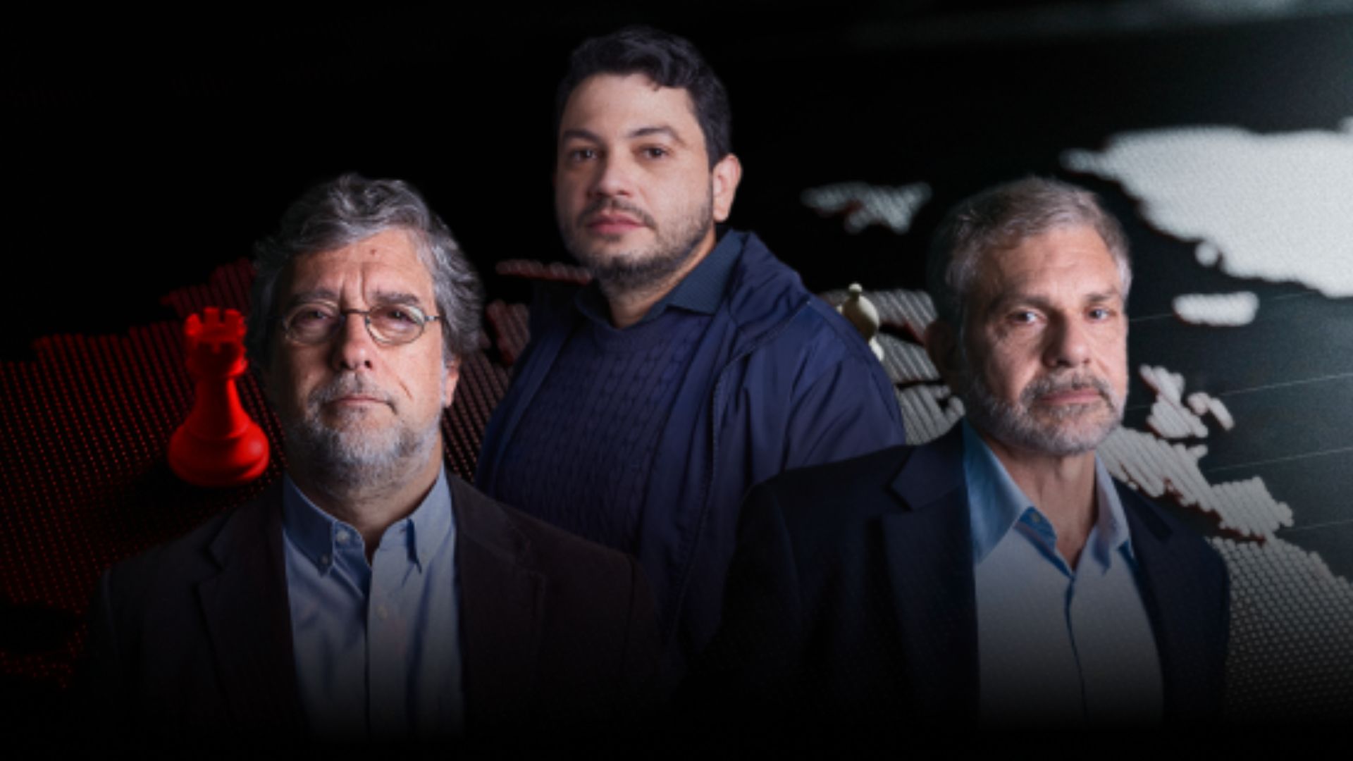 Da esquerda para a direita: Christian Lohbauer, Danúzio Neto e Alberto Pfeifer, professores da certificação em geopolítica da Brasil Paralelo.
