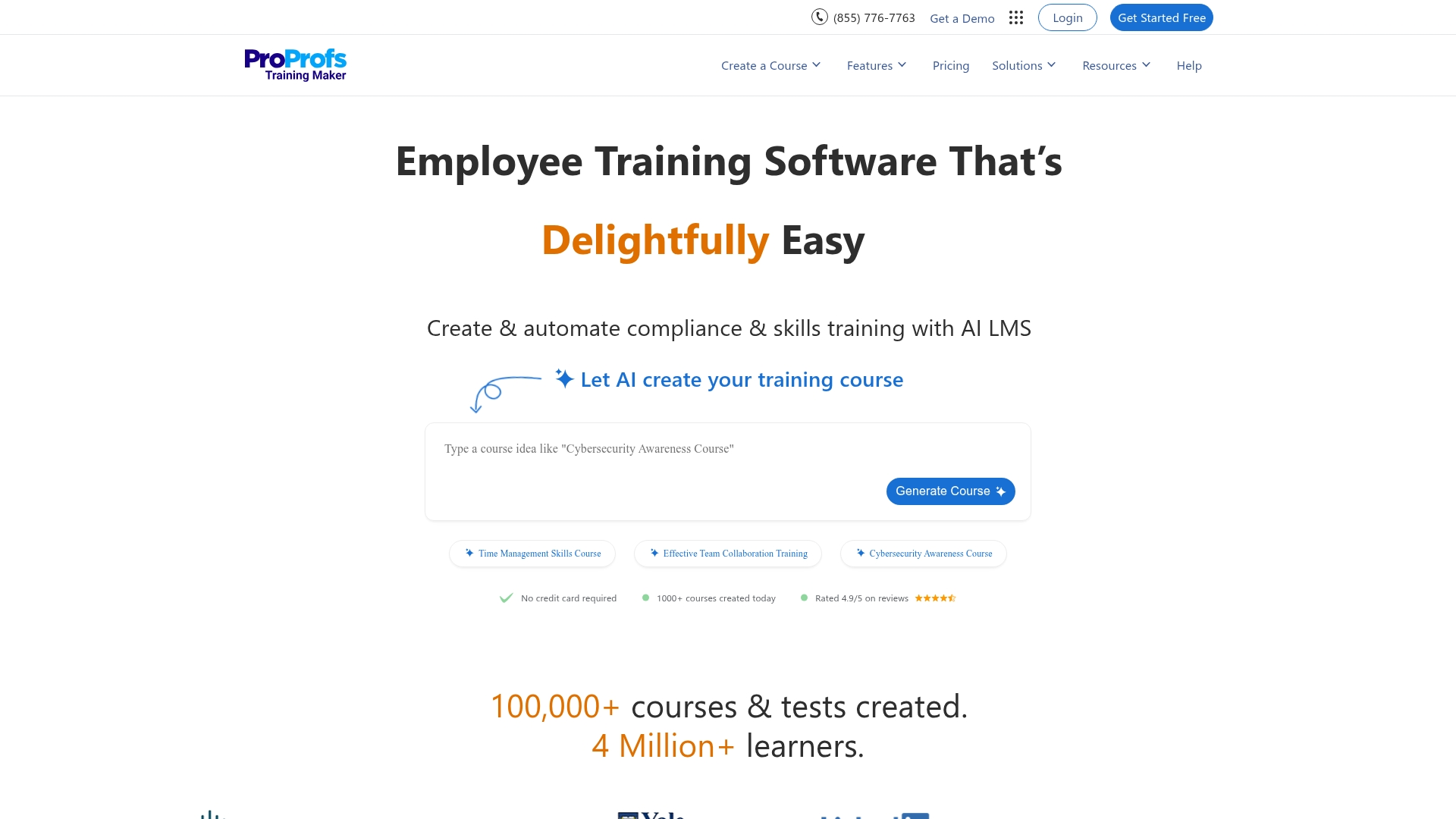 ProProfs Training Maker Homepage