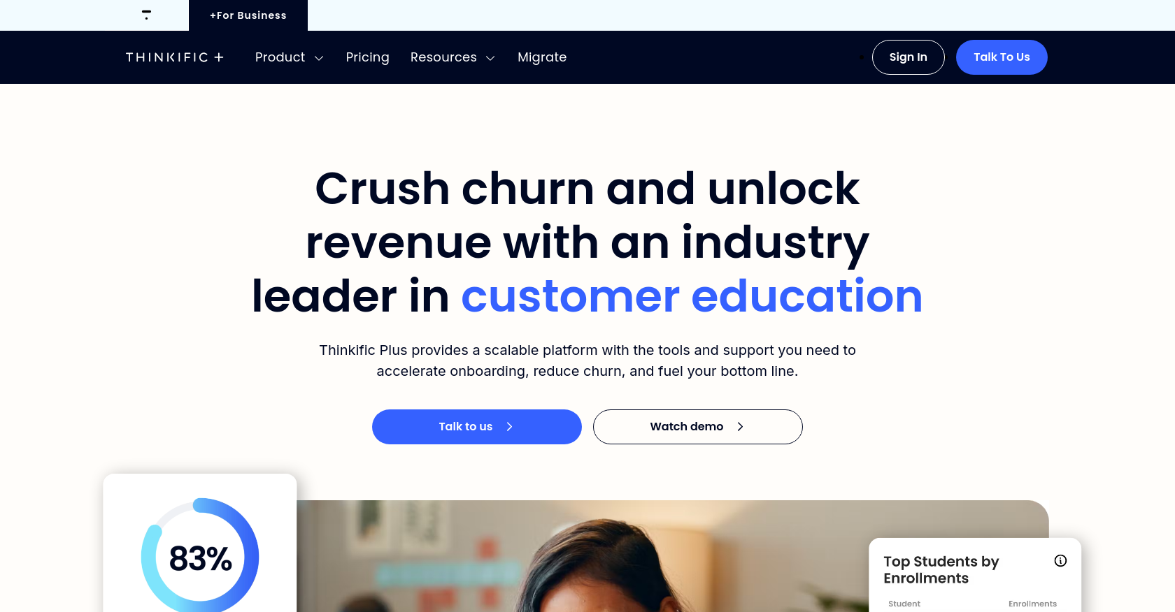 Thinkific Plus Homepage