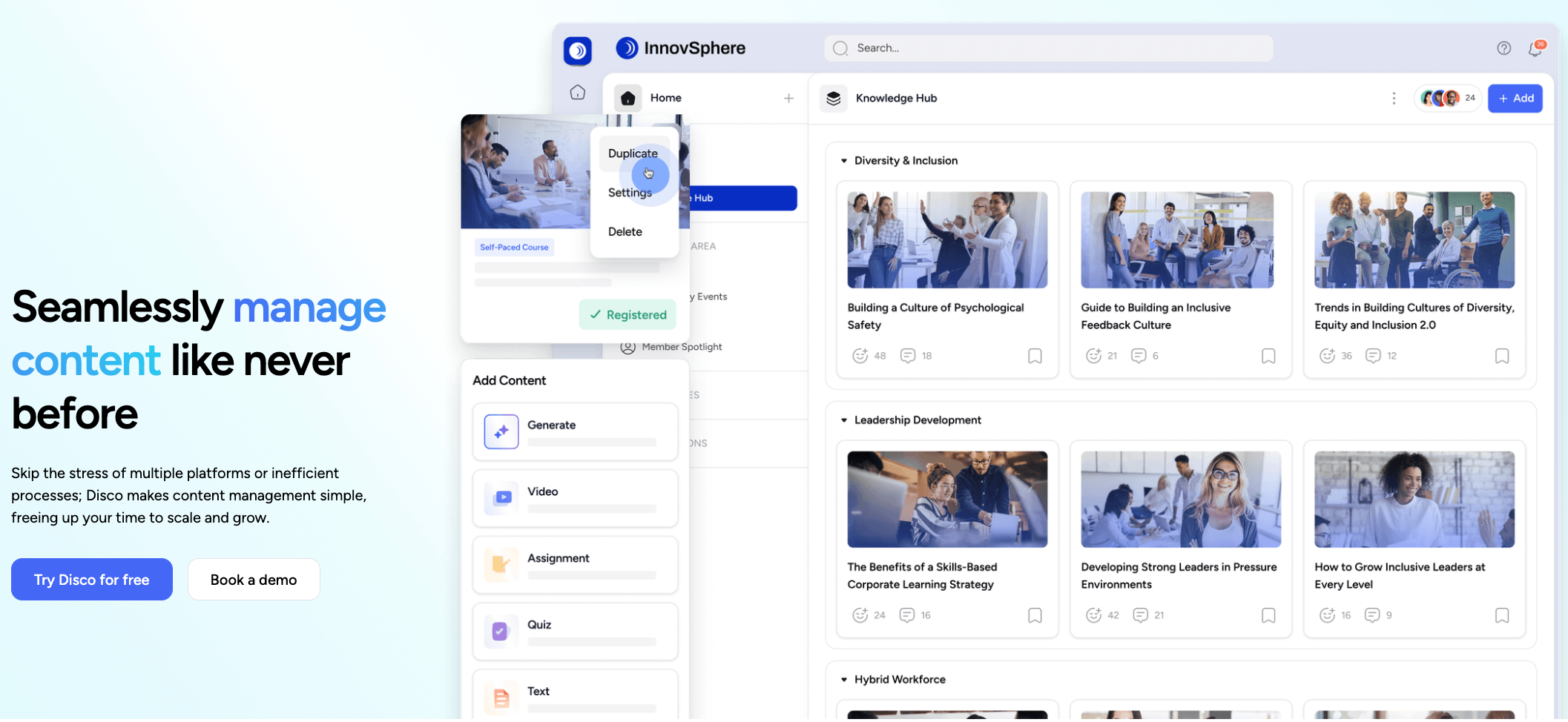 a robust content library in a modern learning platform