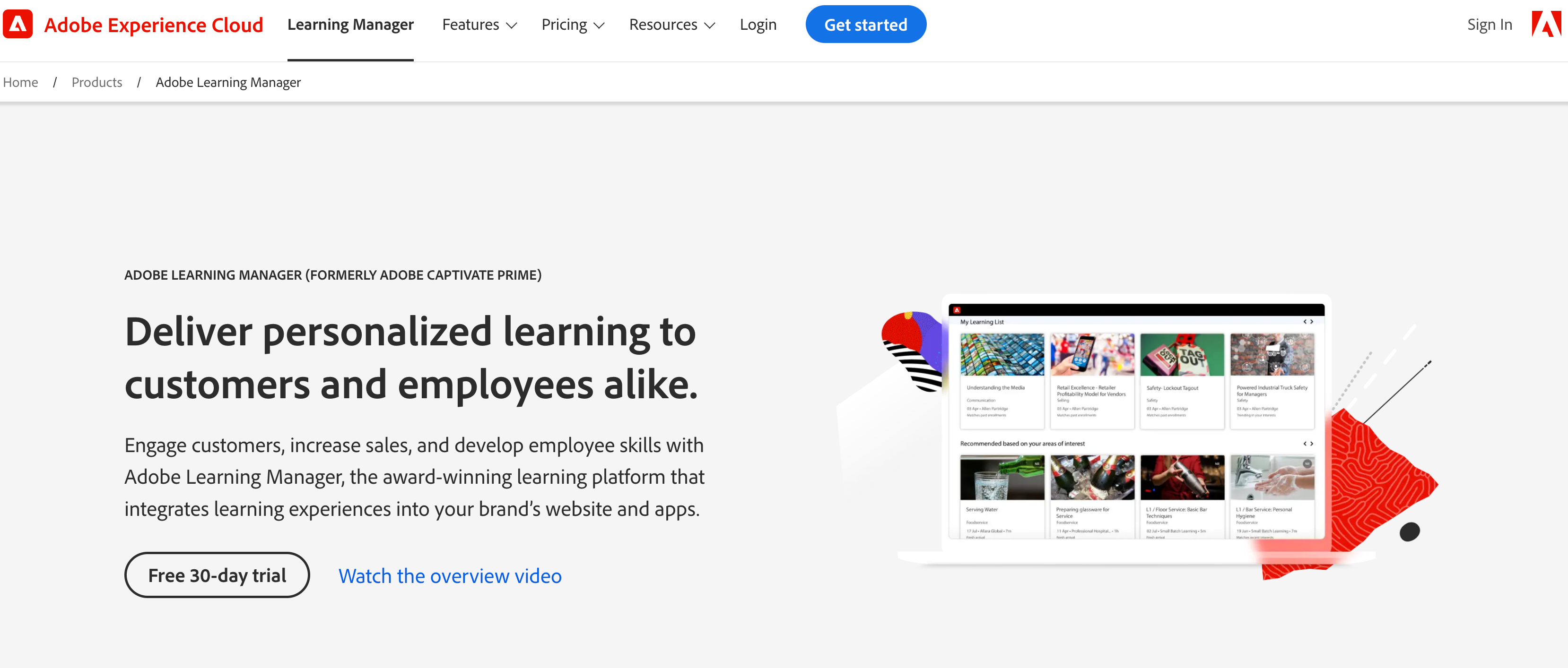 Adobe learning manager for personalized learning LMS