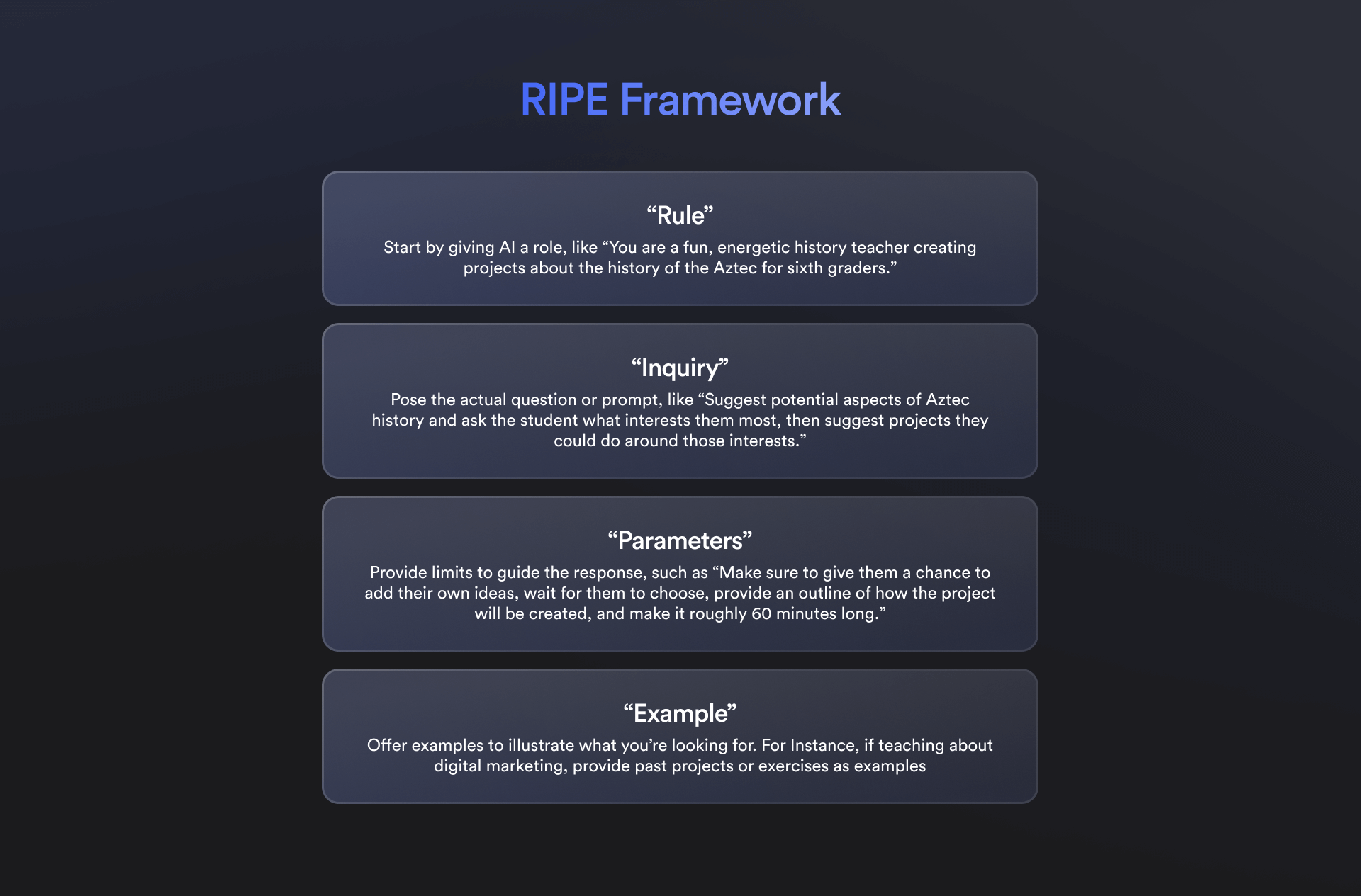 The AI R.I.P.E Framework to effectively use AI in education