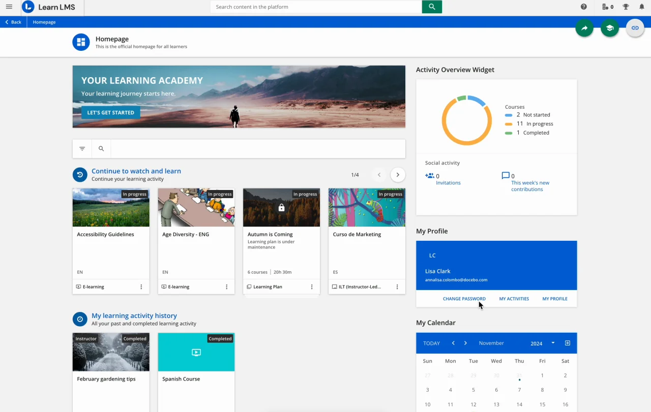 Navigating the platform homepage