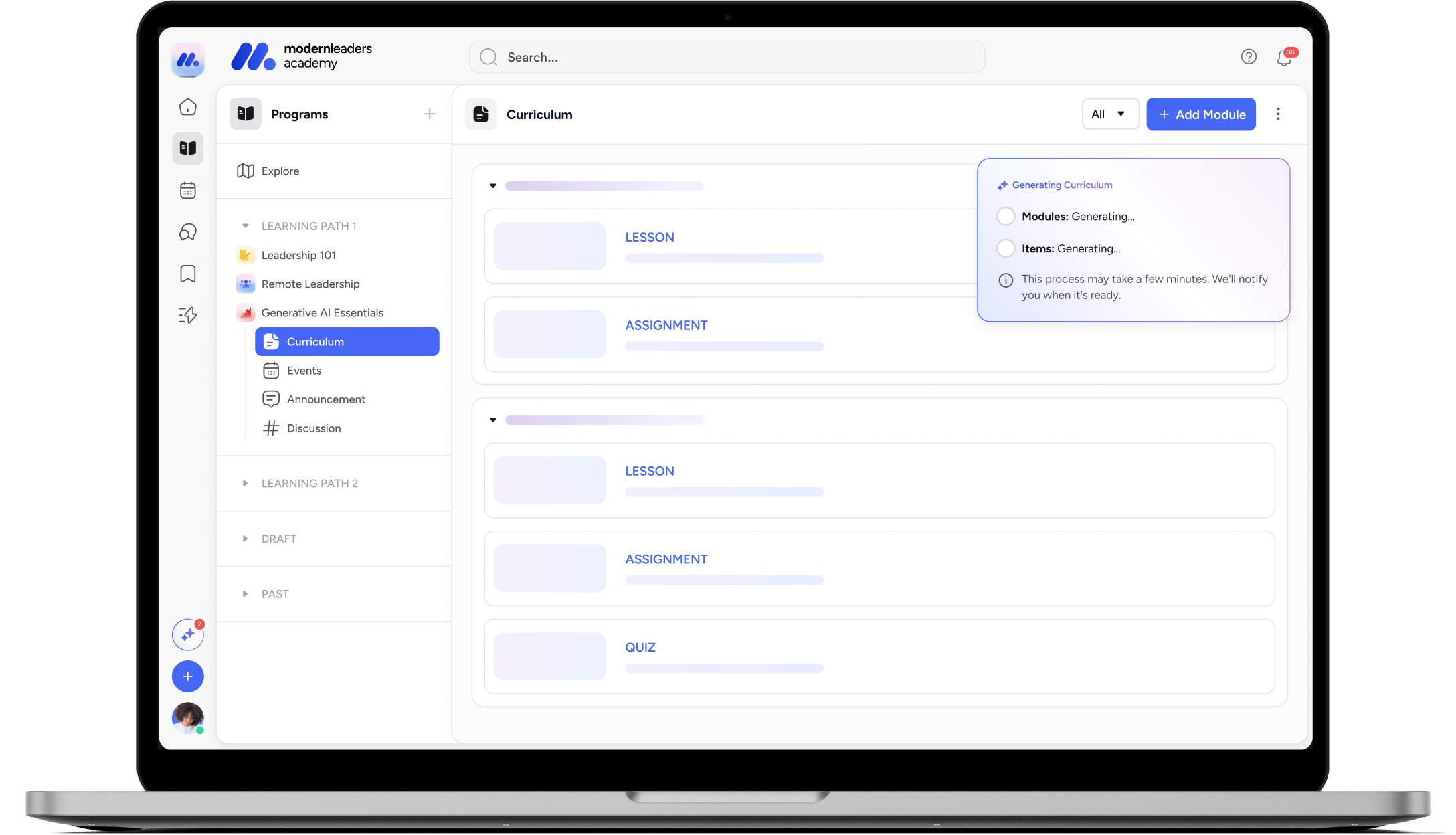 AI curriculum generator for L&D teams