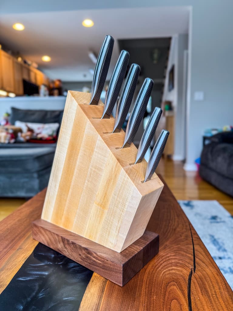 Hand made maple knife block