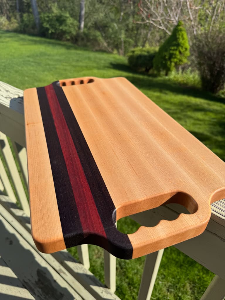 Custom hardwood butcher blocks Hand made with exotic and domestic materials.