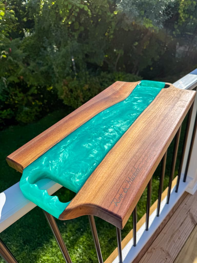 Teal and walnut charcuterie board