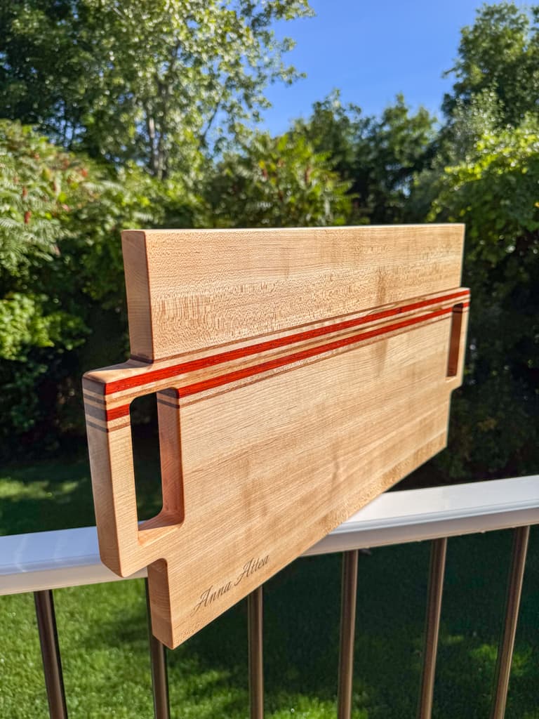 Custom hardwood butcher blocks hand made with exotic and domestic materials.