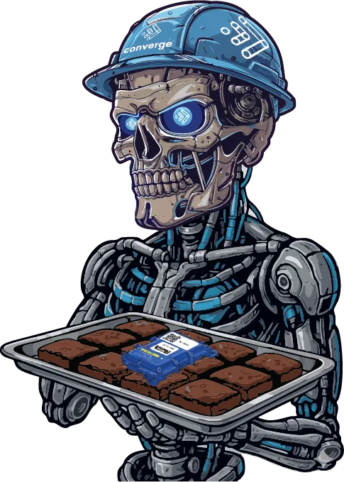 Converginator with tray of brownies