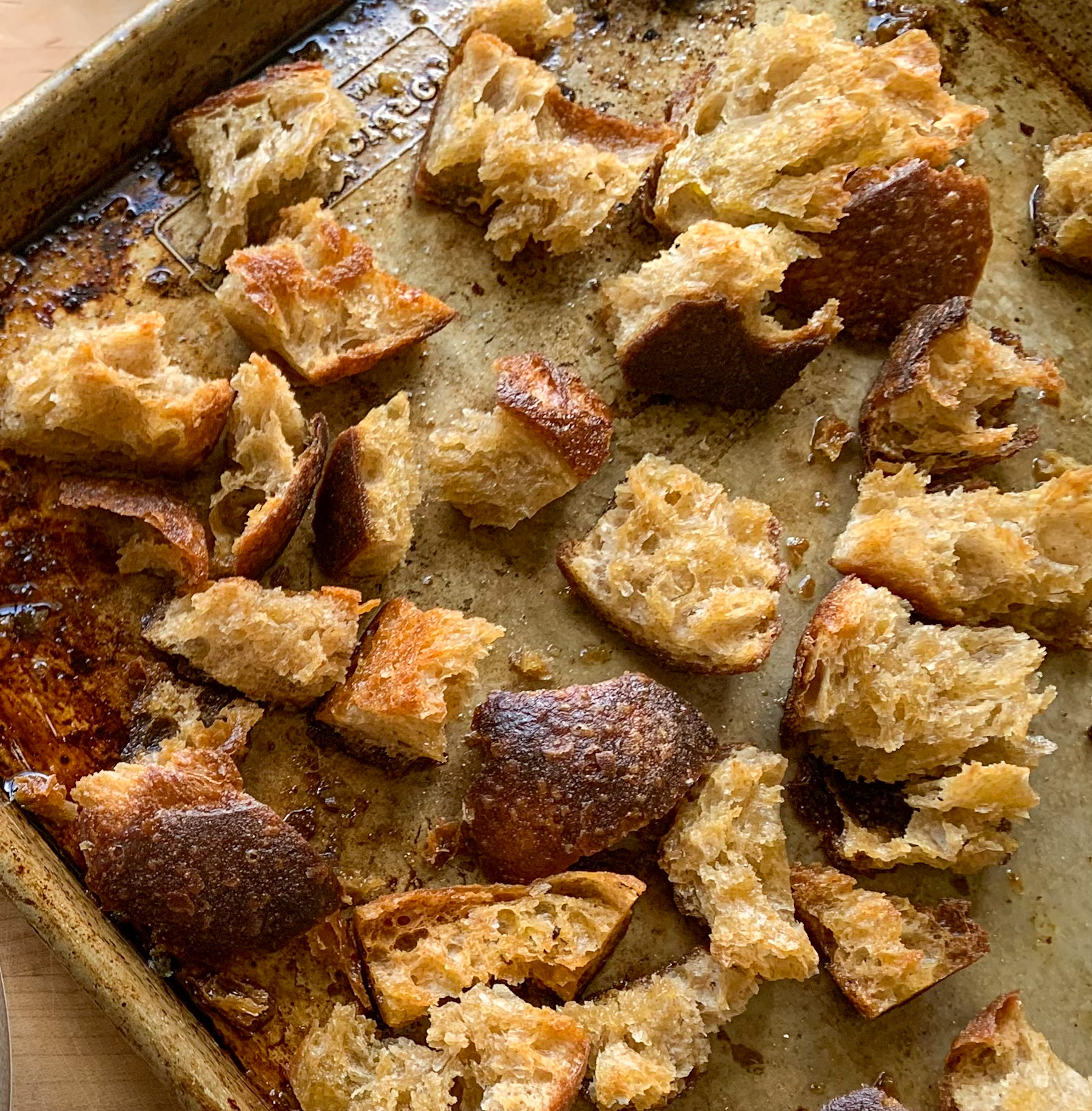 Torn Croutons With So Much Olive Oil