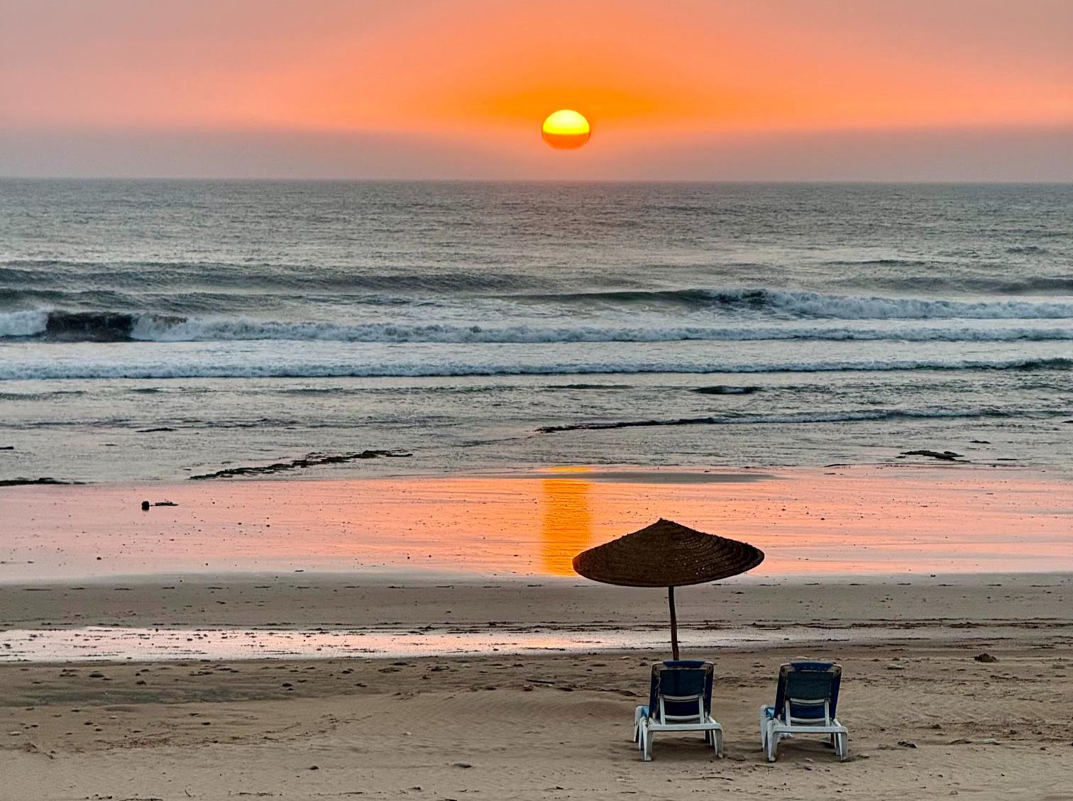 Sunset on the beach in Morocco