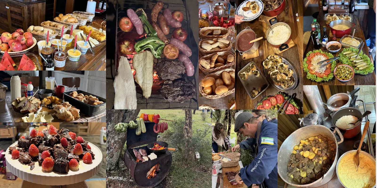 Collage of Brazilian food on horse riding holiday