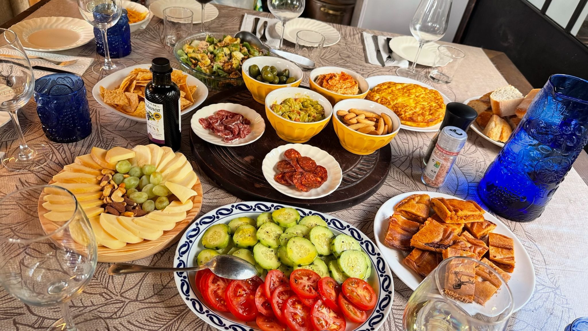 Table full of Spanish tapas