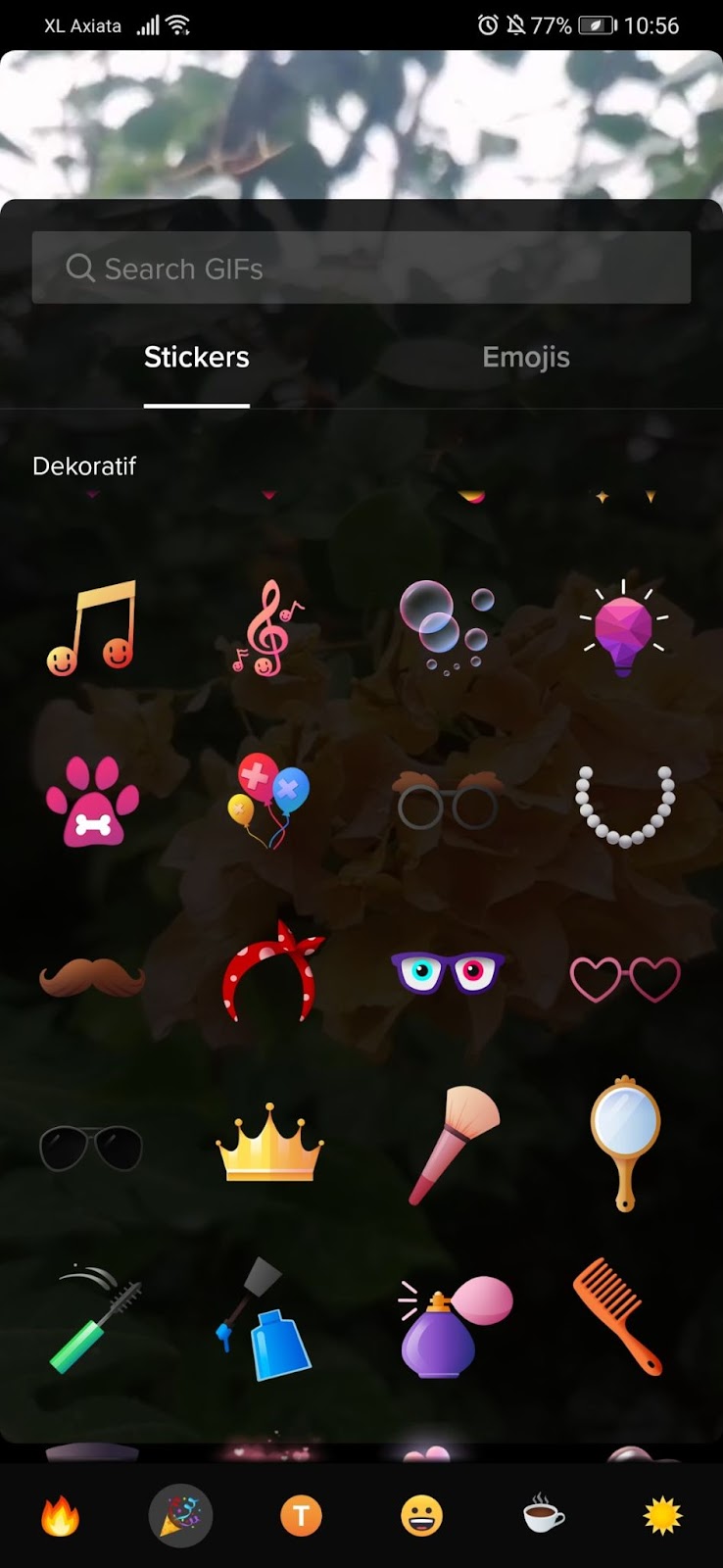 The TikTok stickers interface