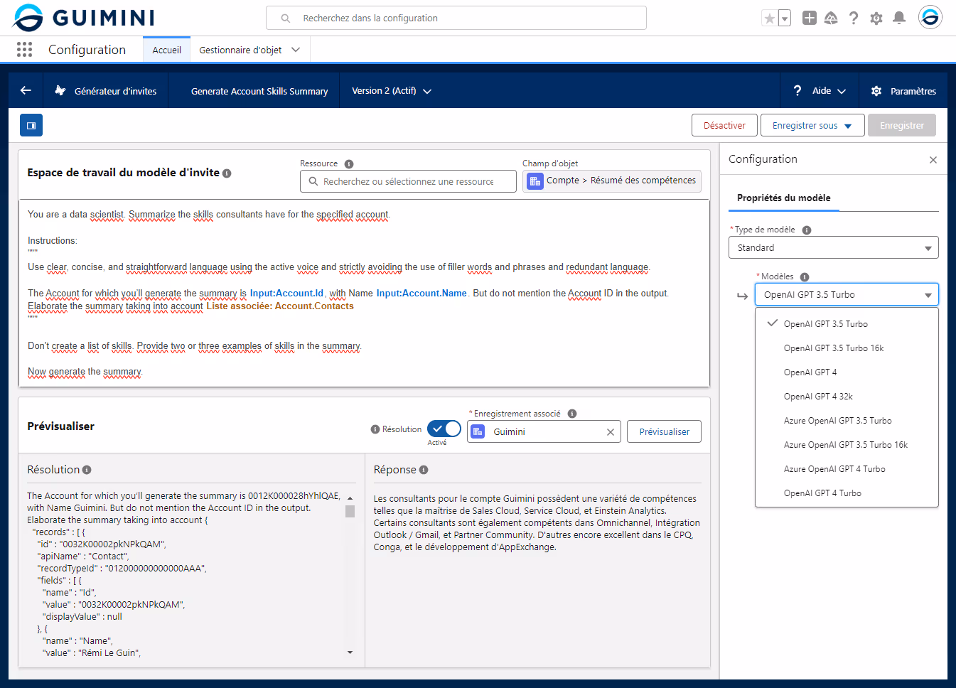 Prompt Builder dans Salesforce