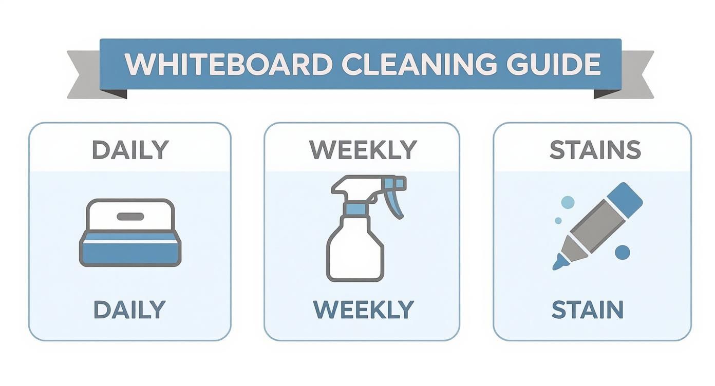 Infographic about cleaning the whiteboard