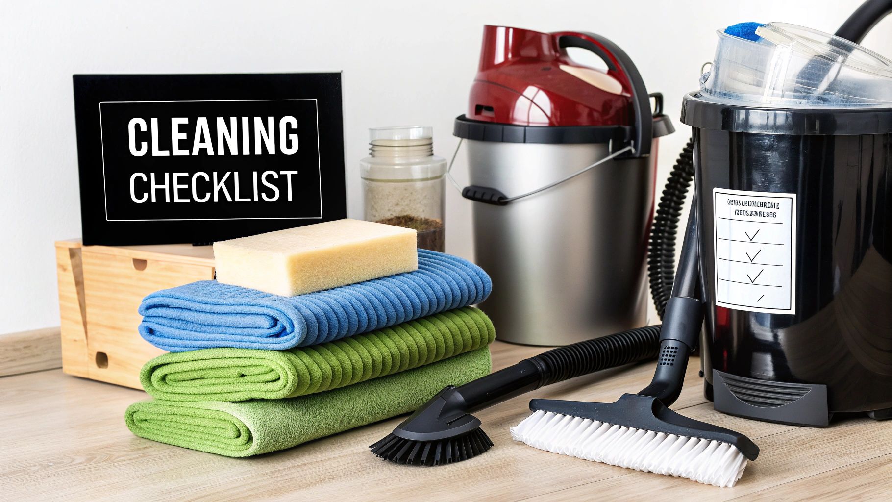 Woman in uniform cleaning a newly constructed office space