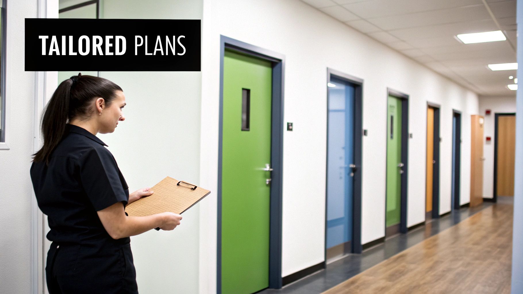 A professional cleaner sanitizing a dental office chair and equipment.