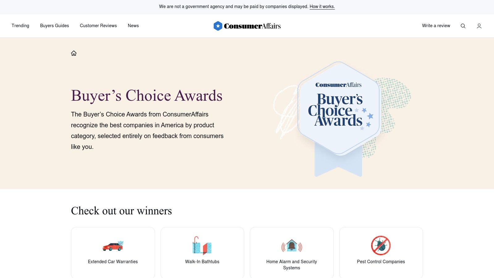 ConsumerAffairs — Buyer’s Choice Awards