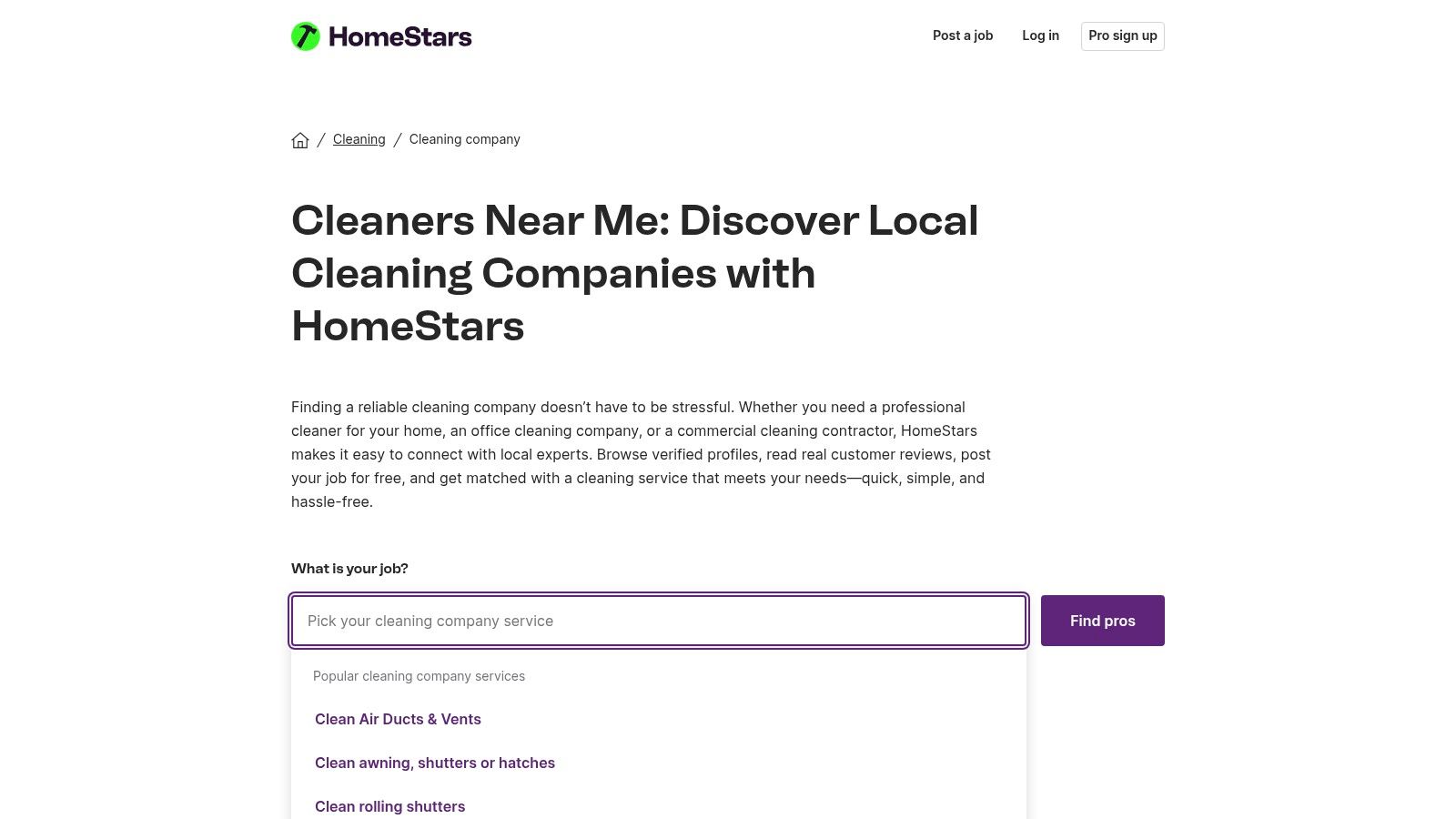 HomeStars (Canada) – Office/Commercial Cleaning Category