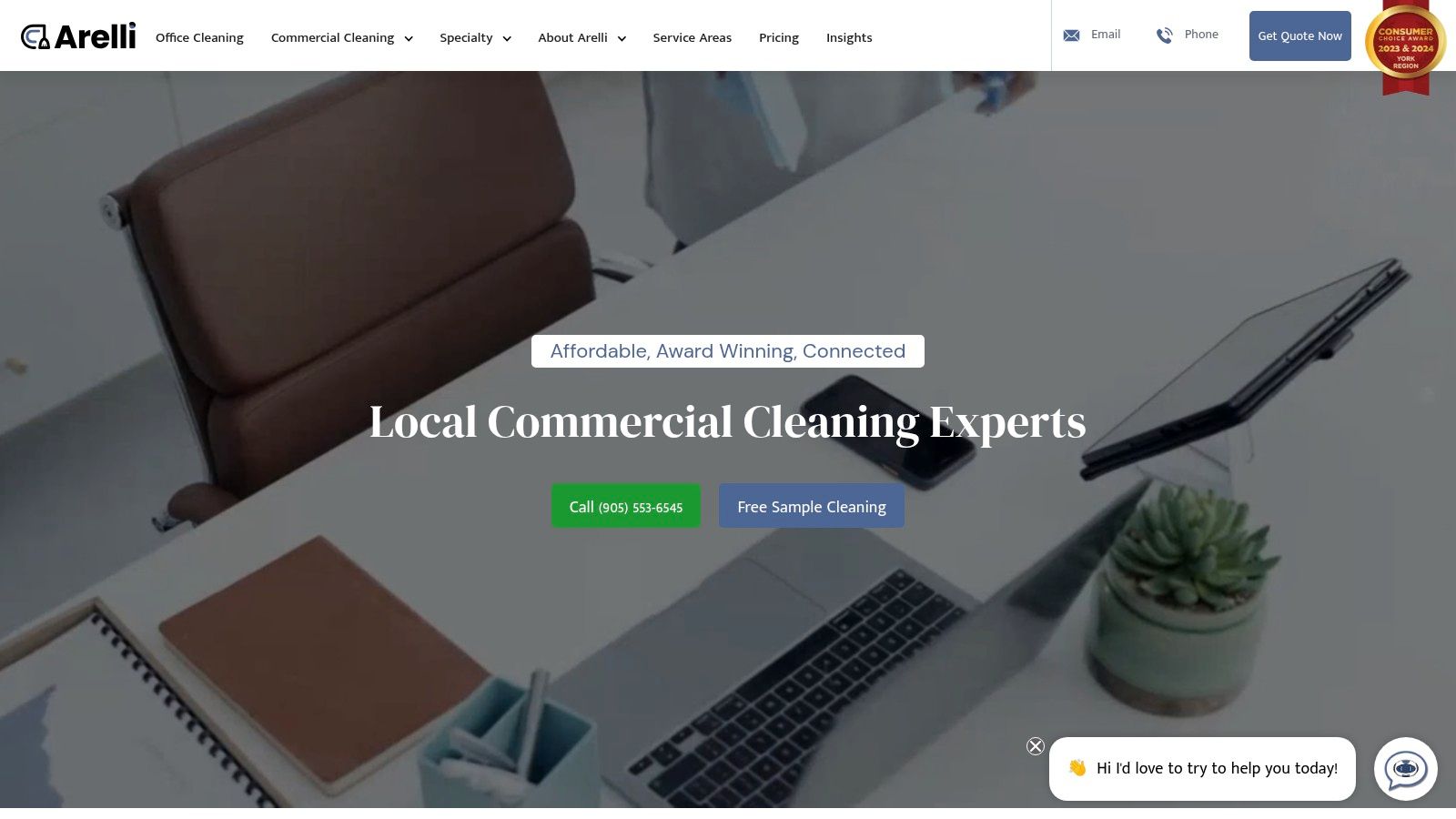 A professionally cleaned office space with desks, chairs, and bright lighting, showcasing the results of high-quality commercial office cleaning services.