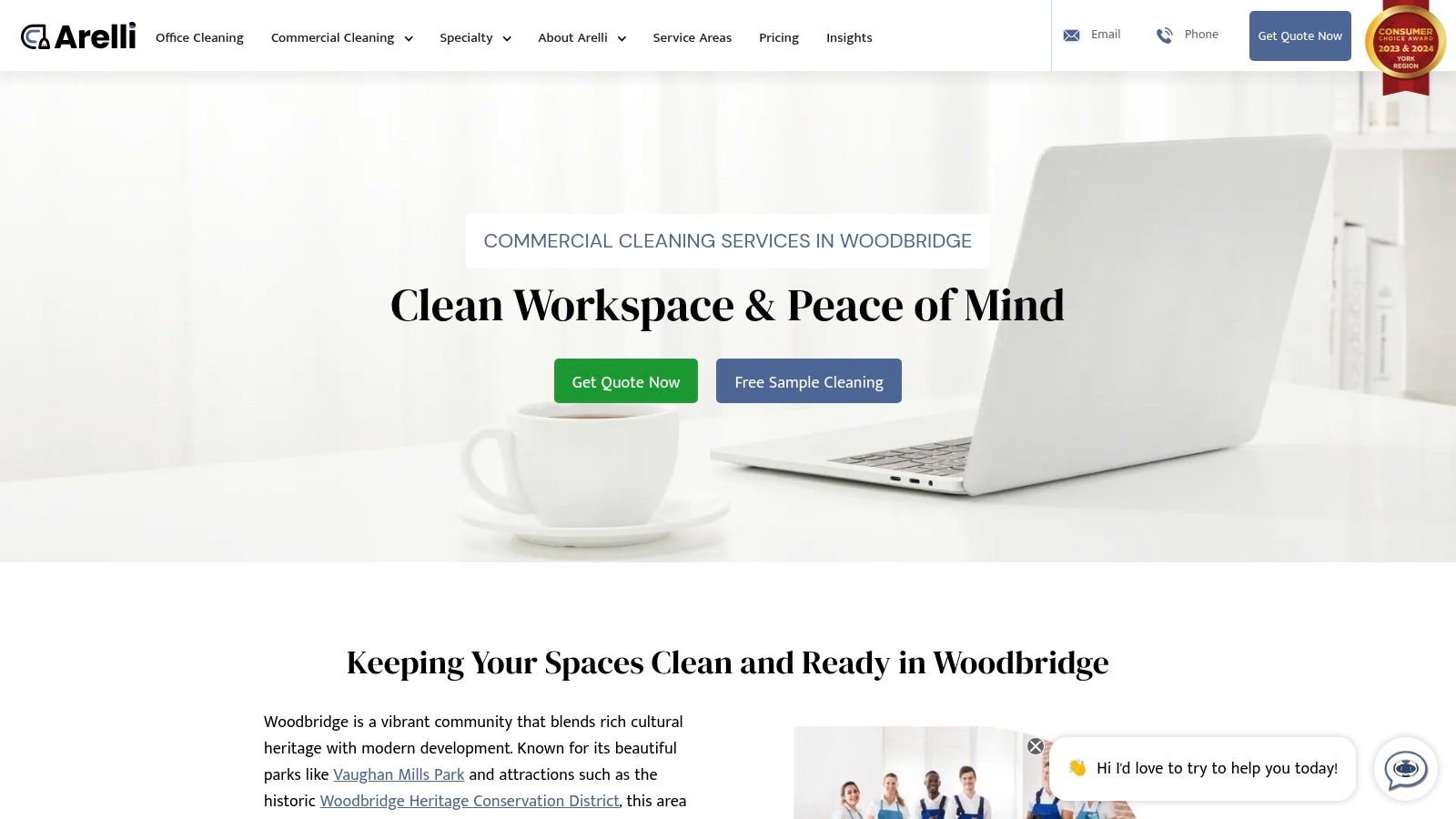 A professionally cleaned and organized office workspace, demonstrating the quality of commercial cleaners in Woodbridge.