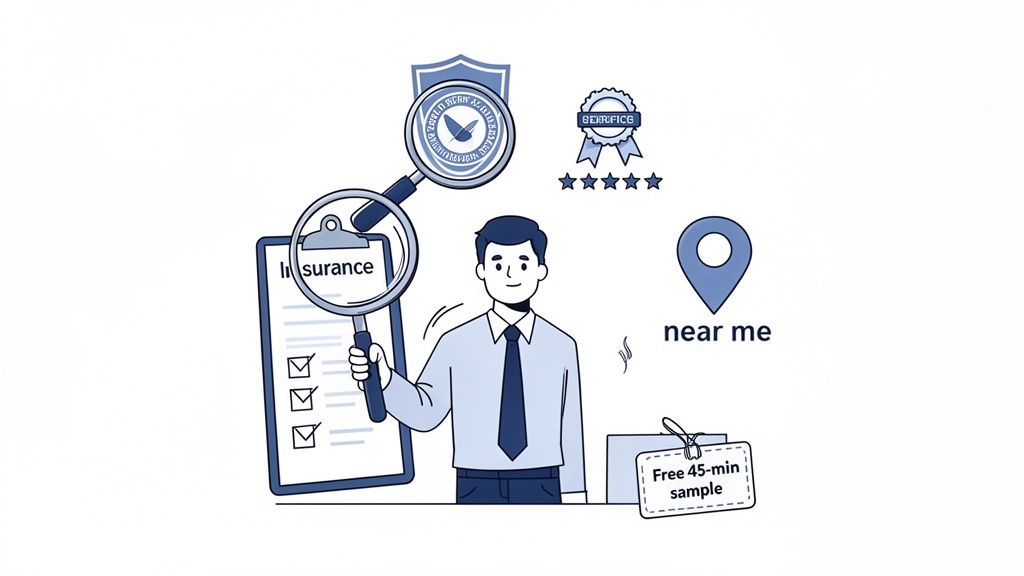 Professional reviews insurance services, highlighting quality, location, and a free sample offer.