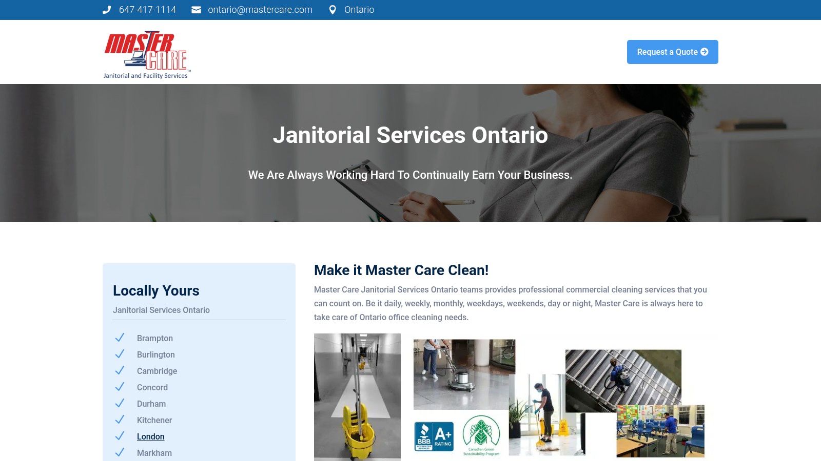 Master Care Janitorial — Ontario (serves Oakville)