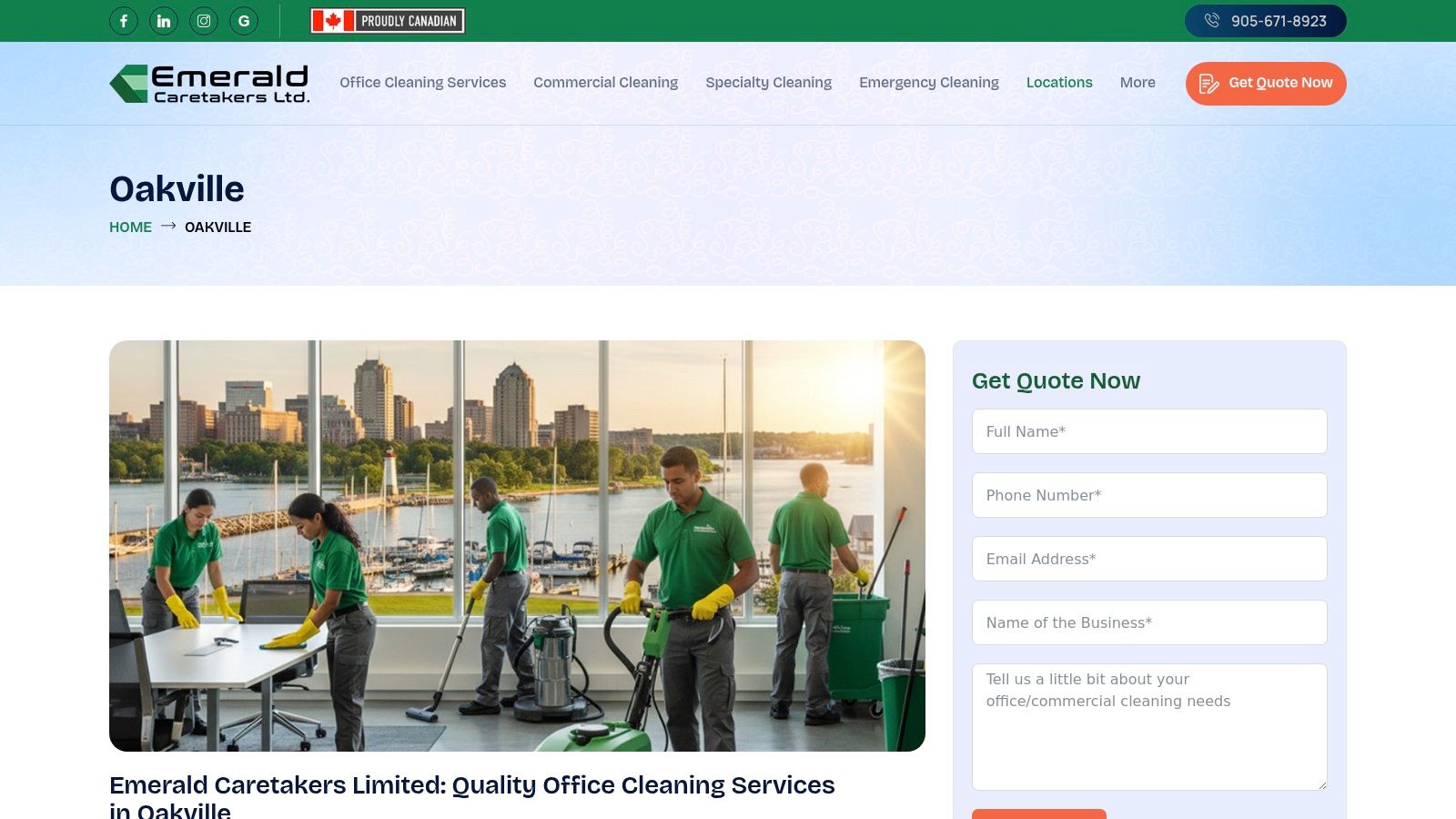 Emerald Caretakers Ltd. — Oakville Office Cleaning