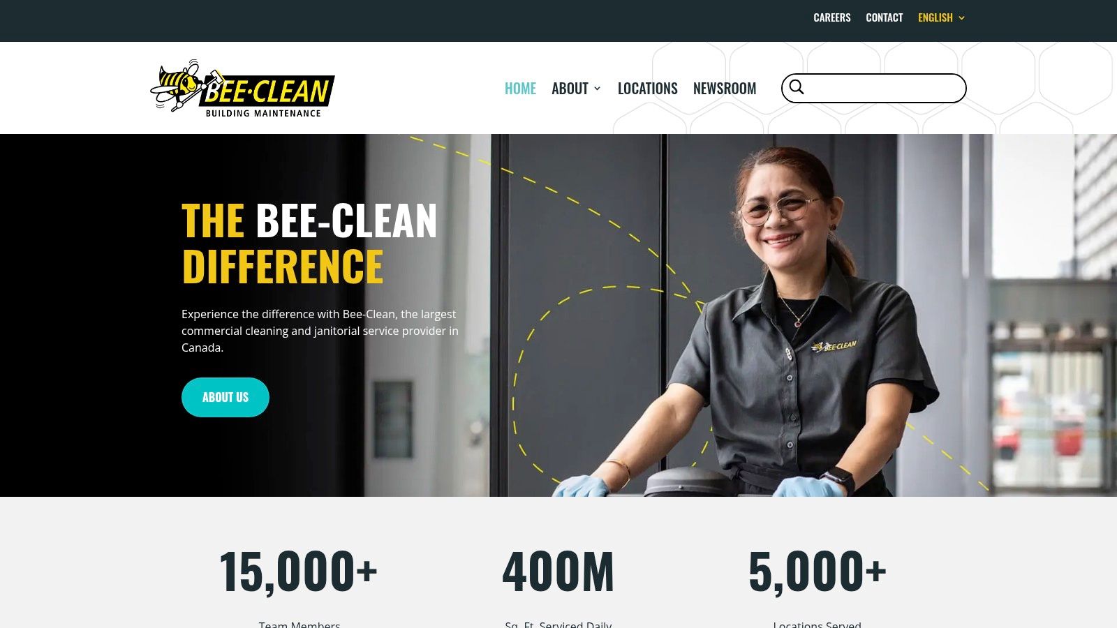 A cleaning professional in a modern office, representing Bee-Clean's services.