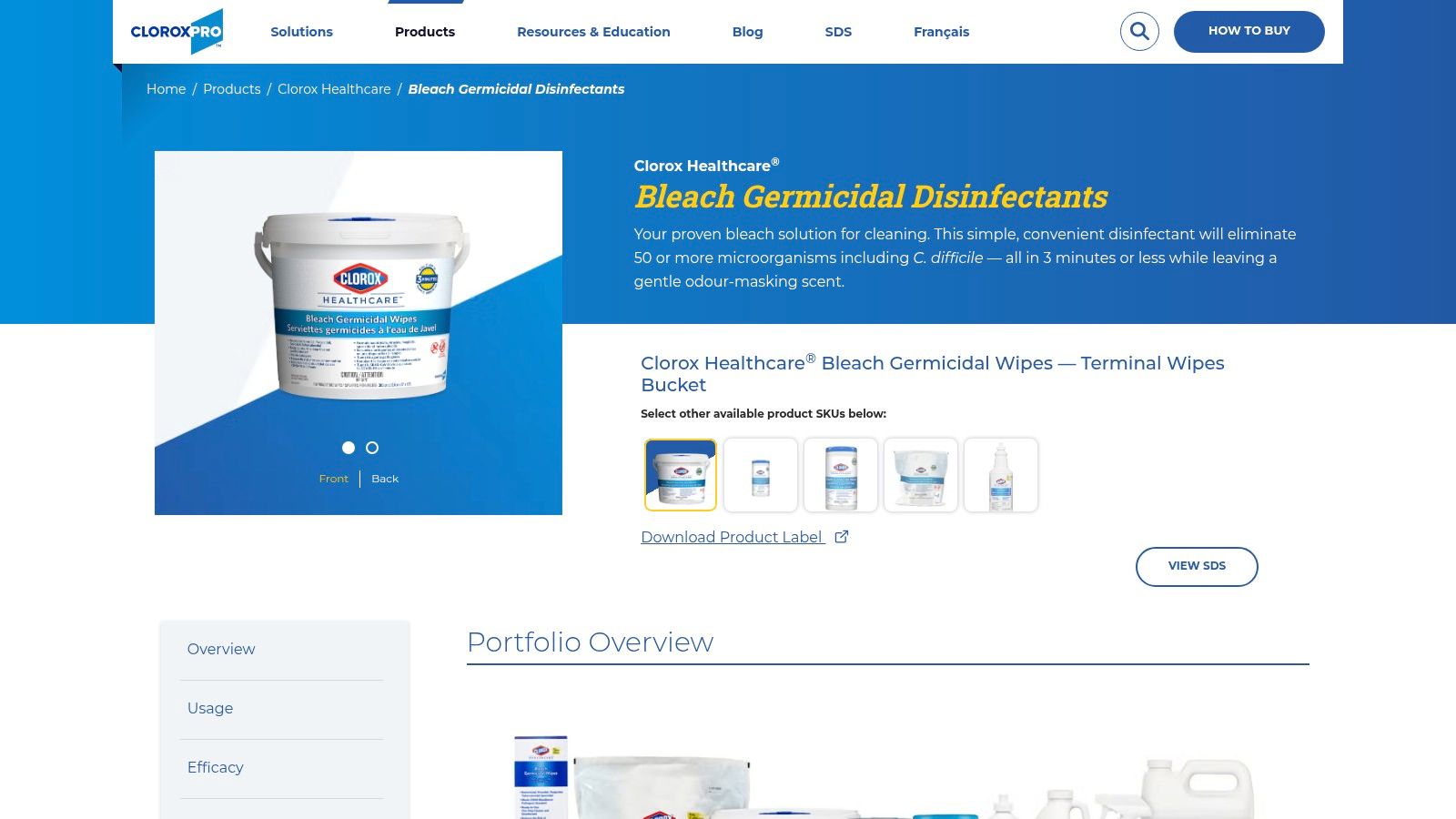 Clorox Healthcare Bleach Germicidal Wipes