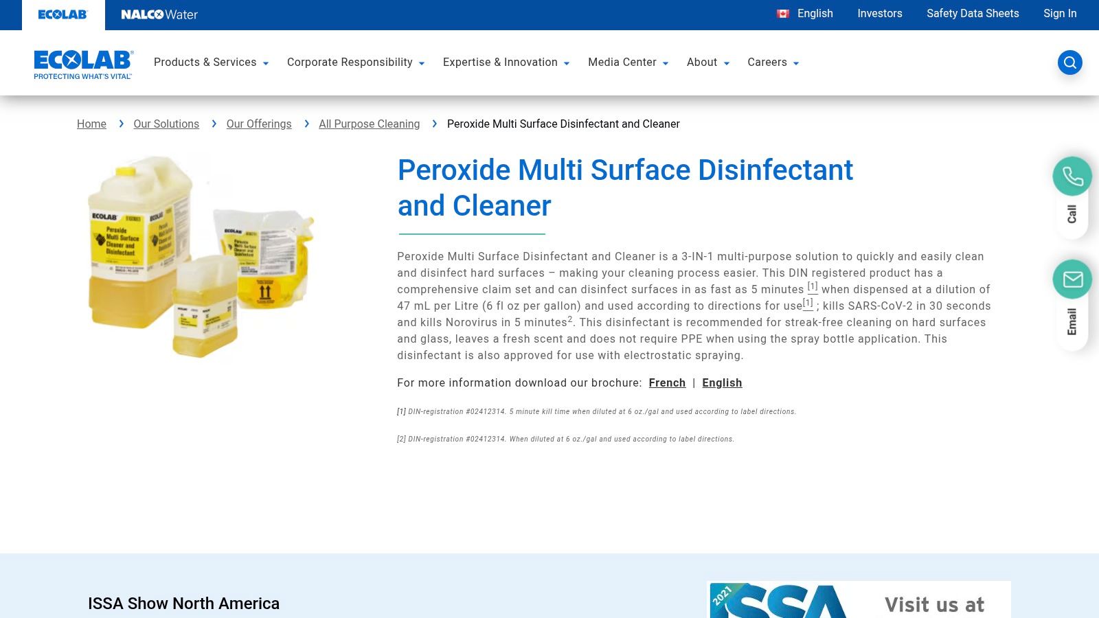 Ecolab Peroxide Multi Surface Disinfectant and Cleaner