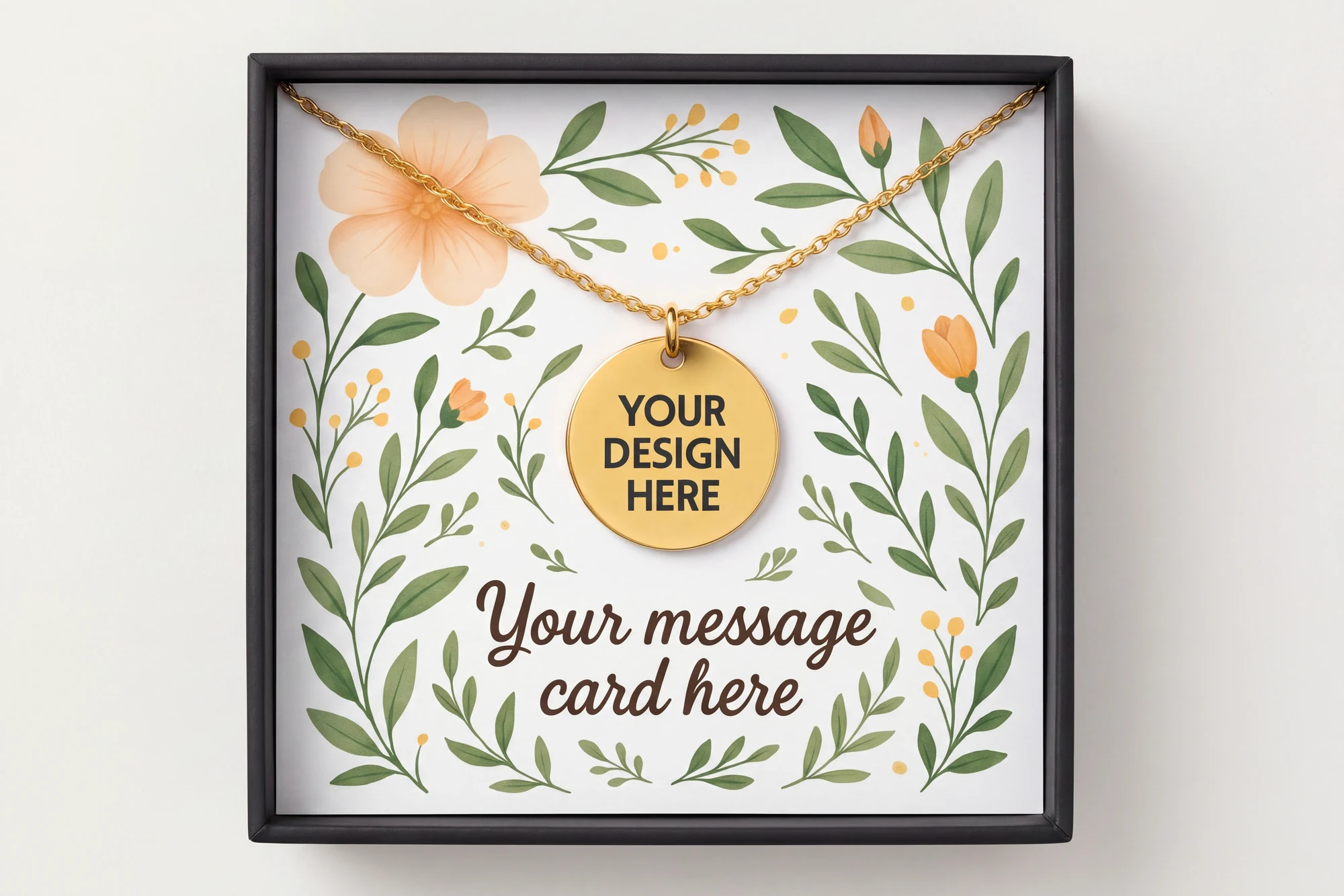 Customizable message card with necklace