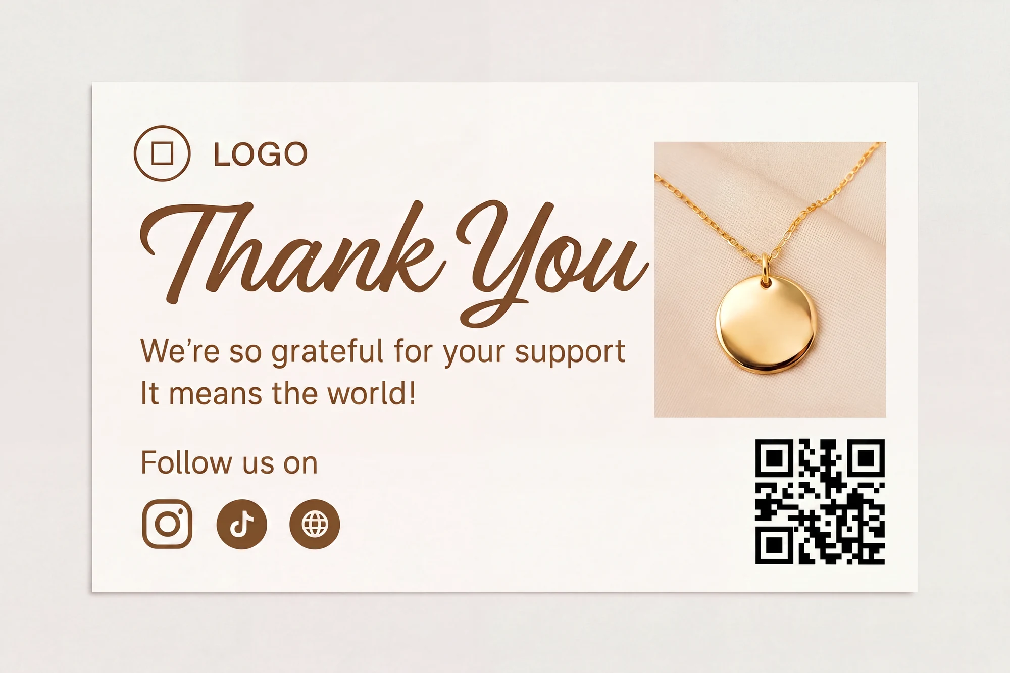 Branded thank you card