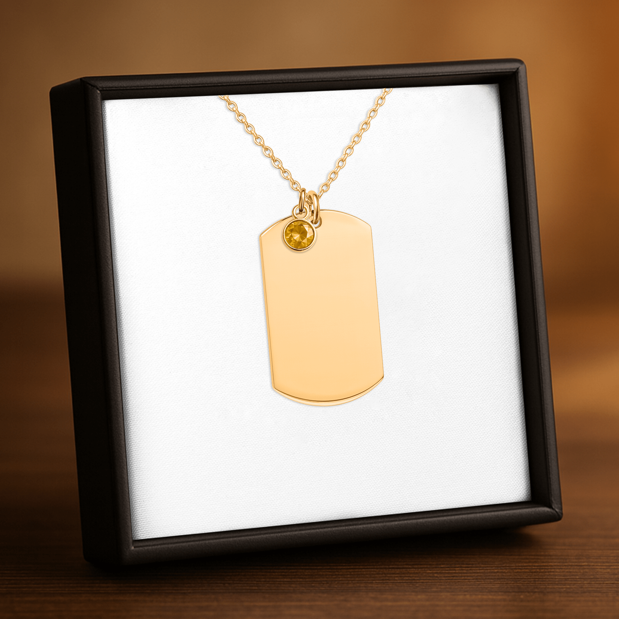Tag Necklace with Birthstone - print on demand necklace