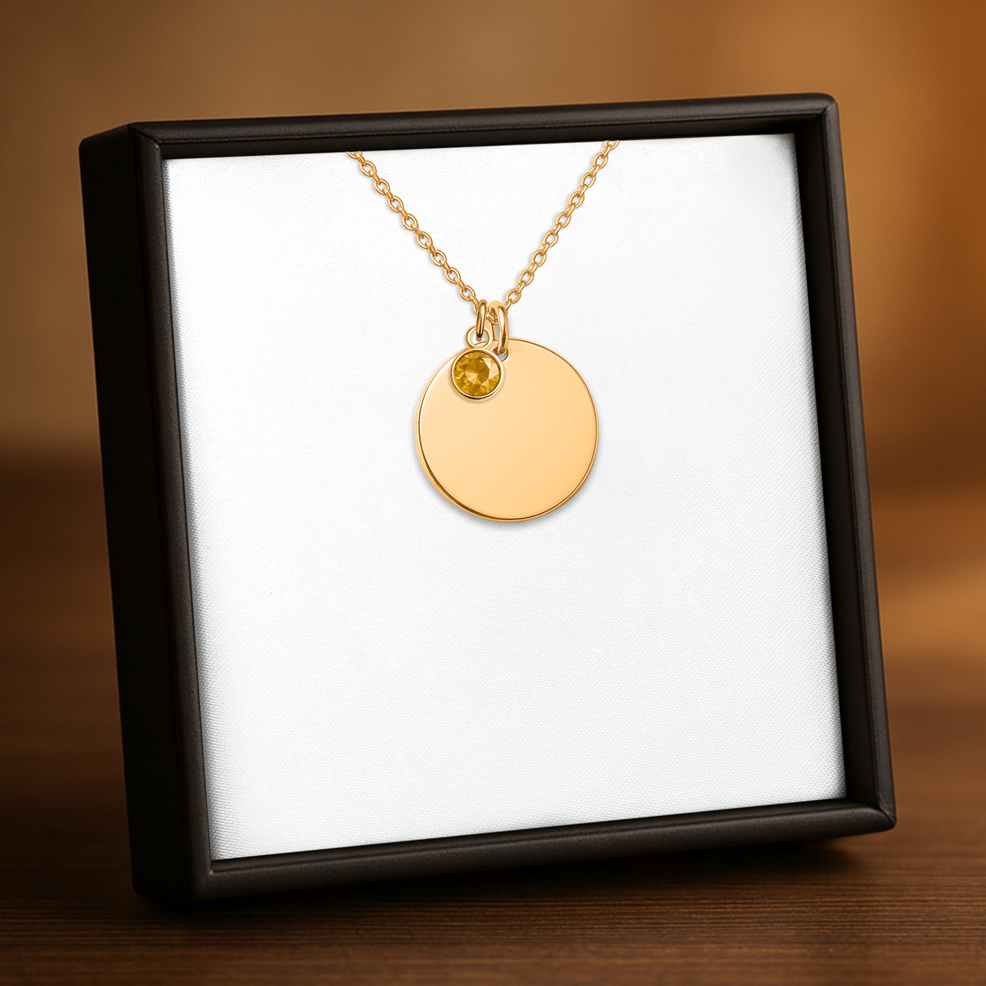 Coin Necklace with Birthstone - print on demand necklace
