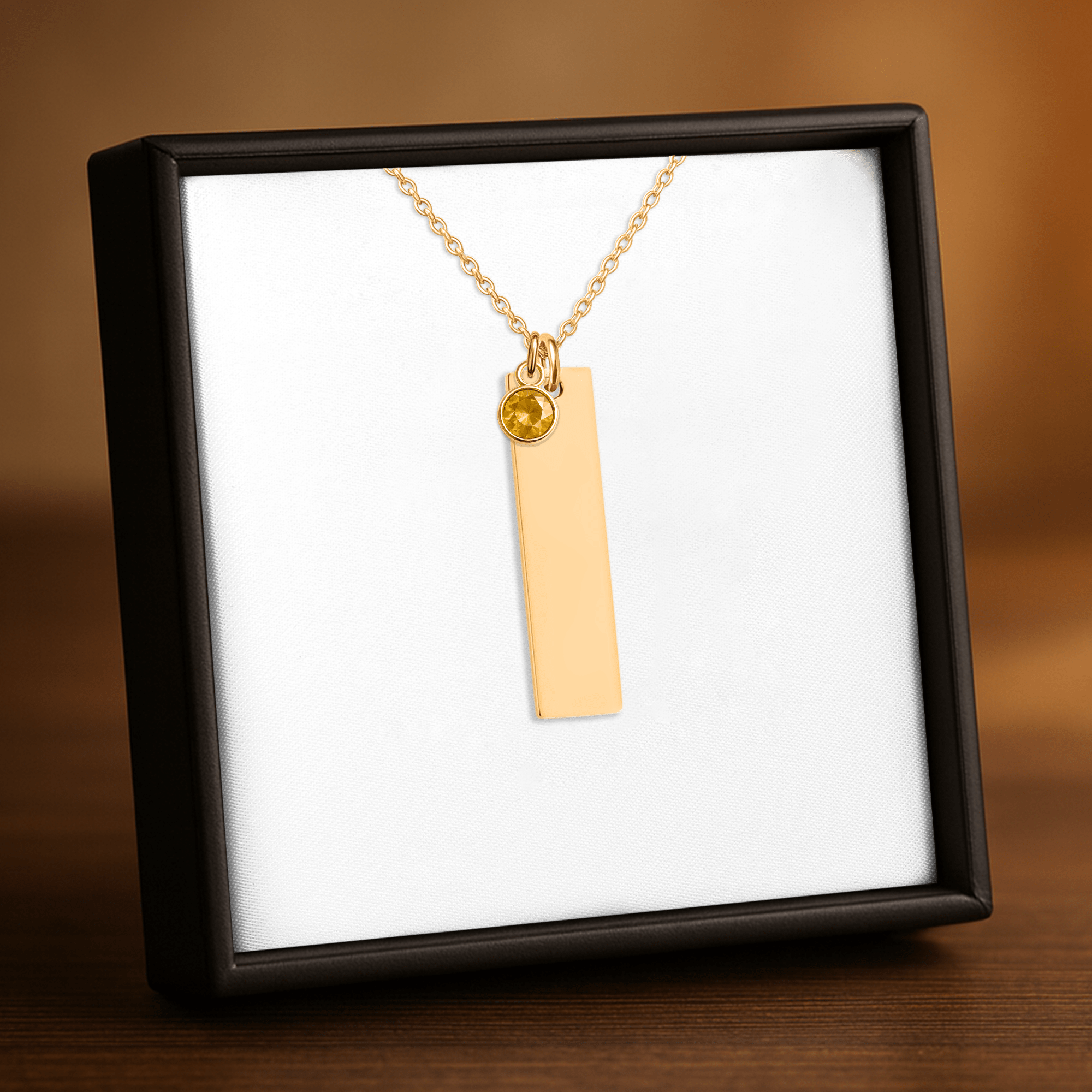 Vertical Bar Necklace with Birthstone - print on demand necklace