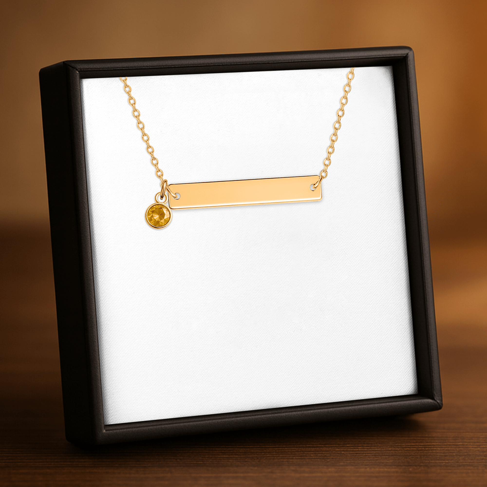 Horizontal Bar Necklace with Birthstone - print on demand necklace