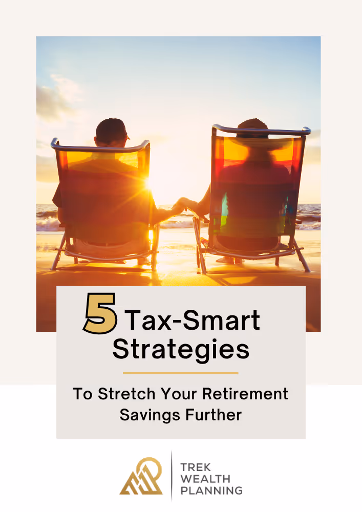 The cover of the free guide showing two retirees sitting on a beach