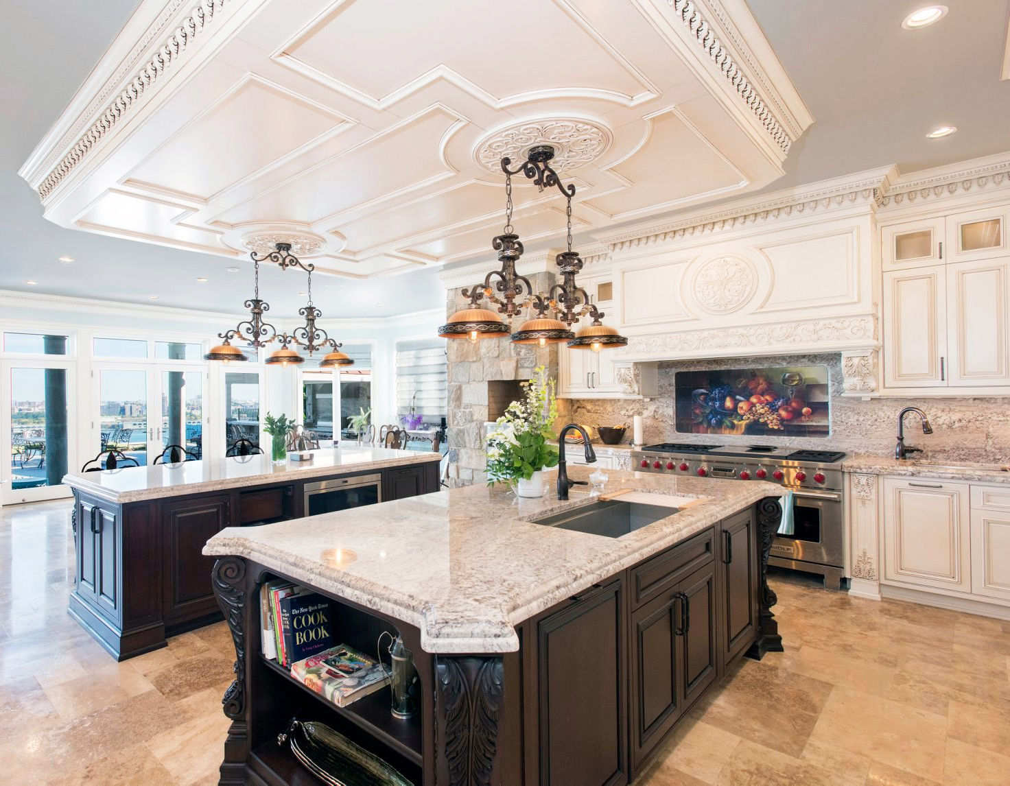 Custom white and brown kitchen cabinets