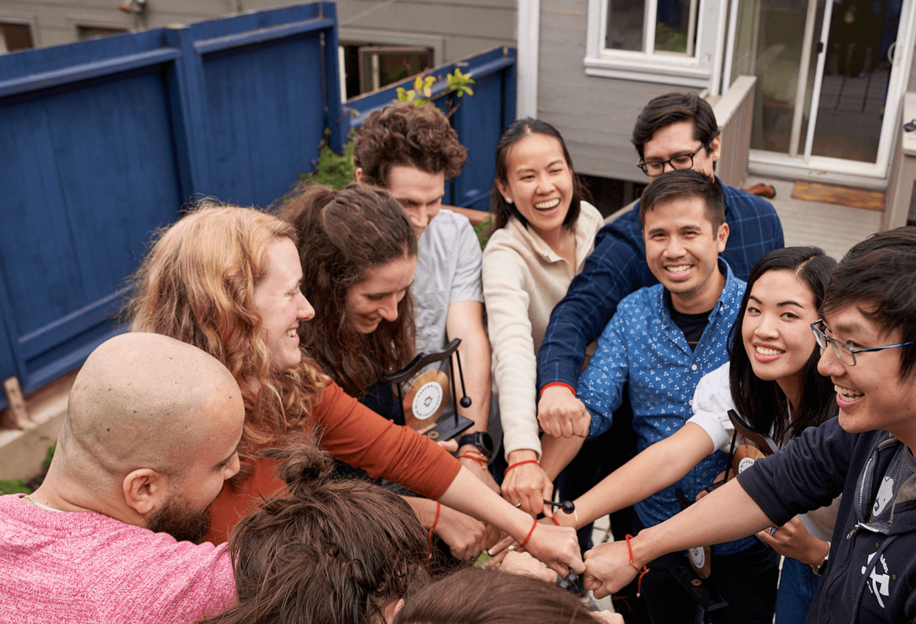 a group of people standing together